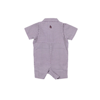 Guayabera - Gameday Maroon Wave Check Short Sleeve Romper