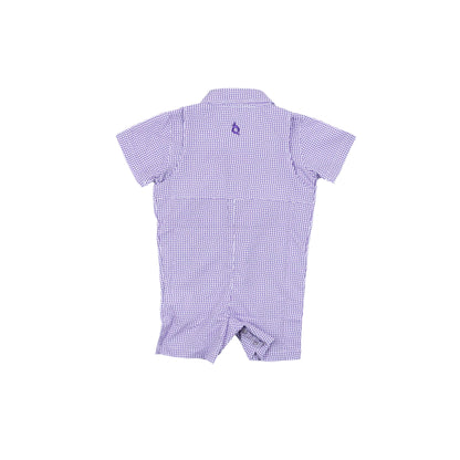 Guayabera - Gameday Purple Wave Check Short Sleeve Romper