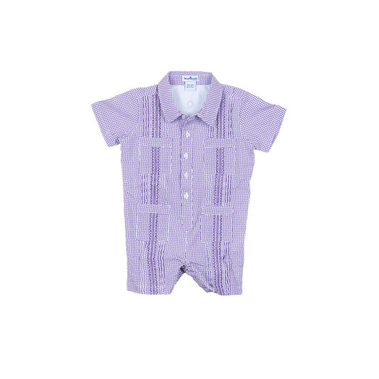 Guayabera - Gameday Purple Wave Check Short Sleeve Romper