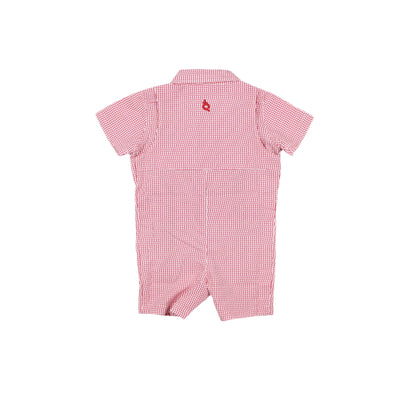 Guayabera - Gameday Red Wave Check Short Sleeve Romper