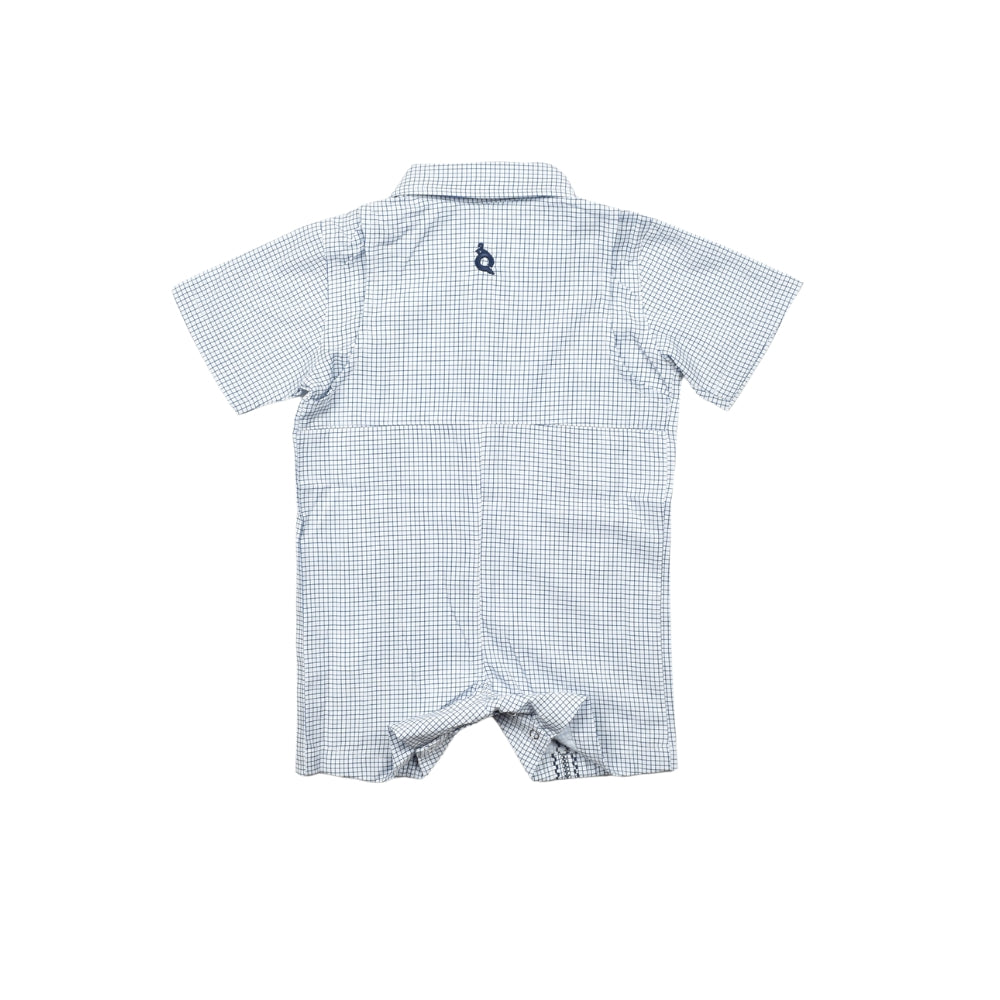 Gameday Guayabera - Navy Short Sleeve Romper