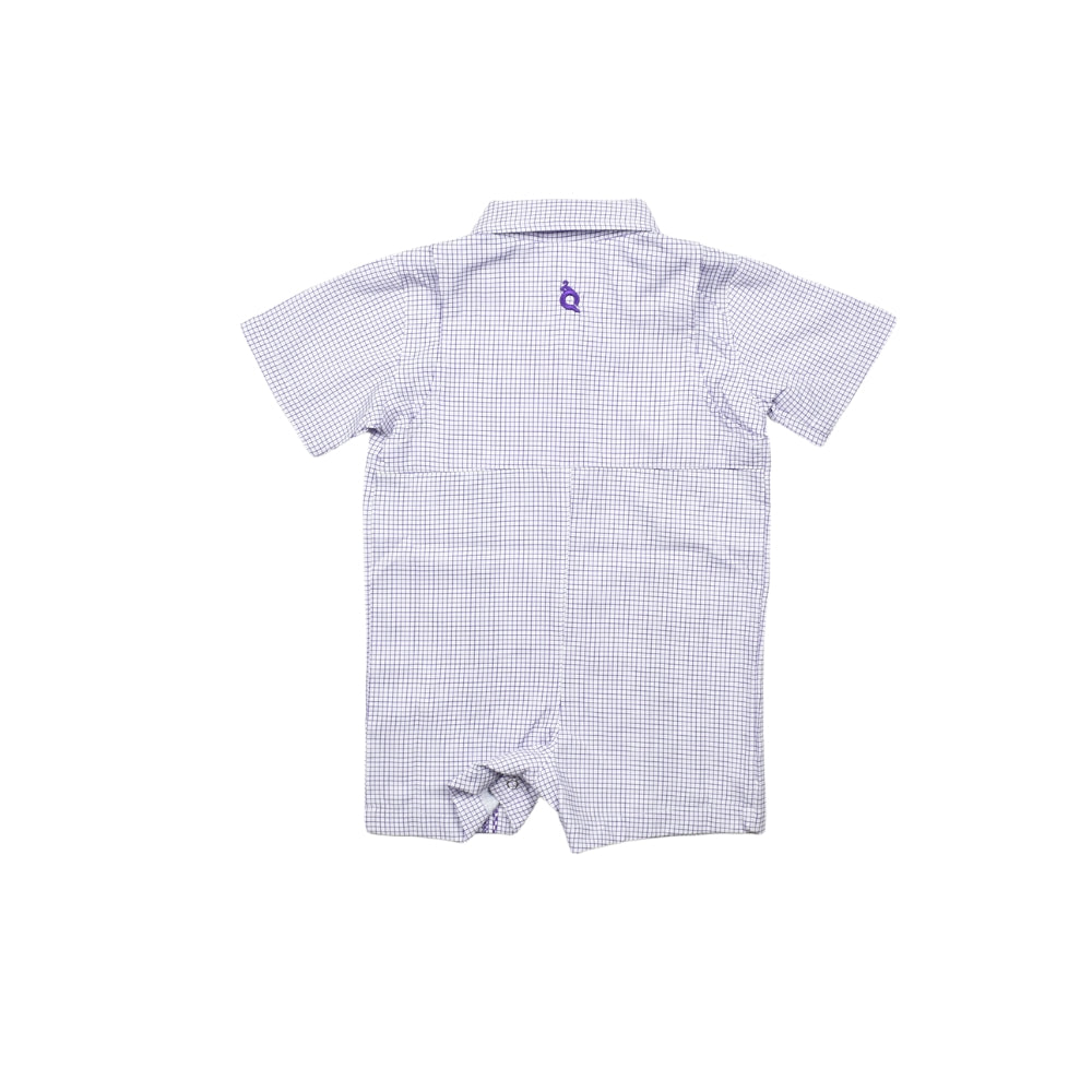 Gameday Guayabera - Purple Short Sleeve Romper