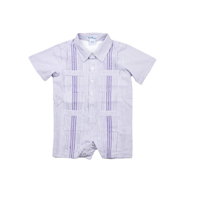 Gameday Guayabera - Purple Short Sleeve Romper