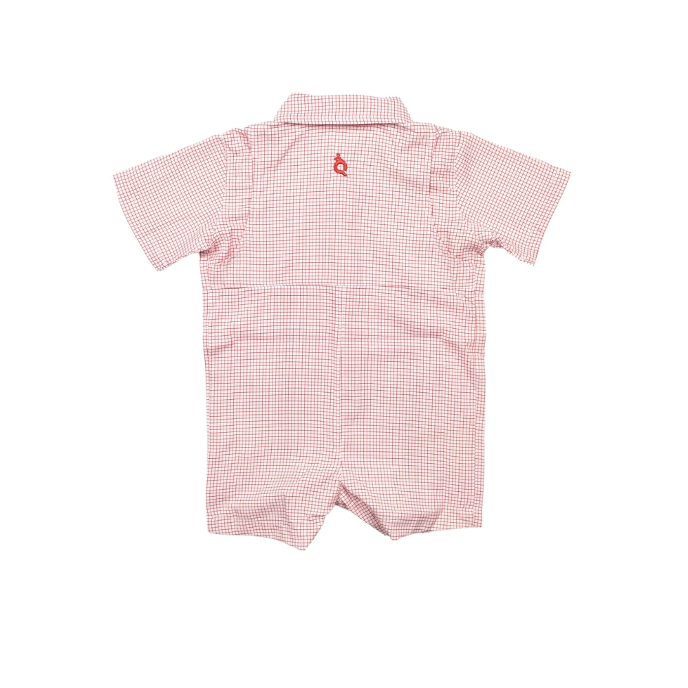 Gameday Guayabera - Red Short Sleeve Romper