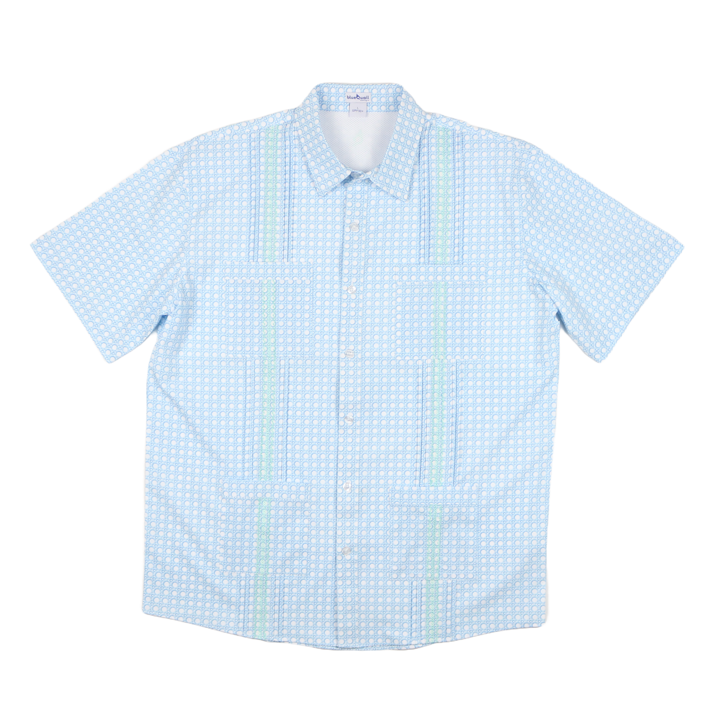 Men’s - Guayabera - Blue Cane Lattice Short Sleeve Shirt