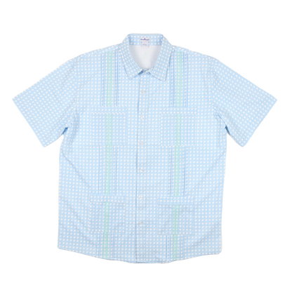Men’s - Guayabera - Blue Cane Lattice Short Sleeve Shirt