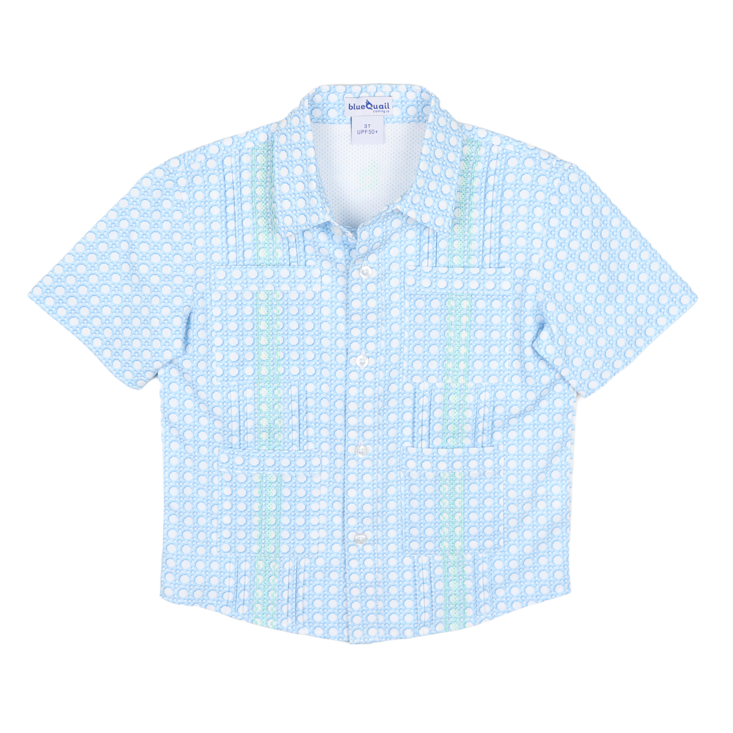 Guayabera - Blue Cane Lattice Short Sleeve Shirt
