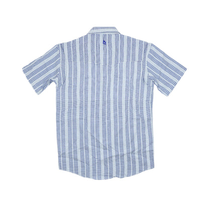 Men's - Navy Plaid Pearl Snap Short Sleeve Shirt