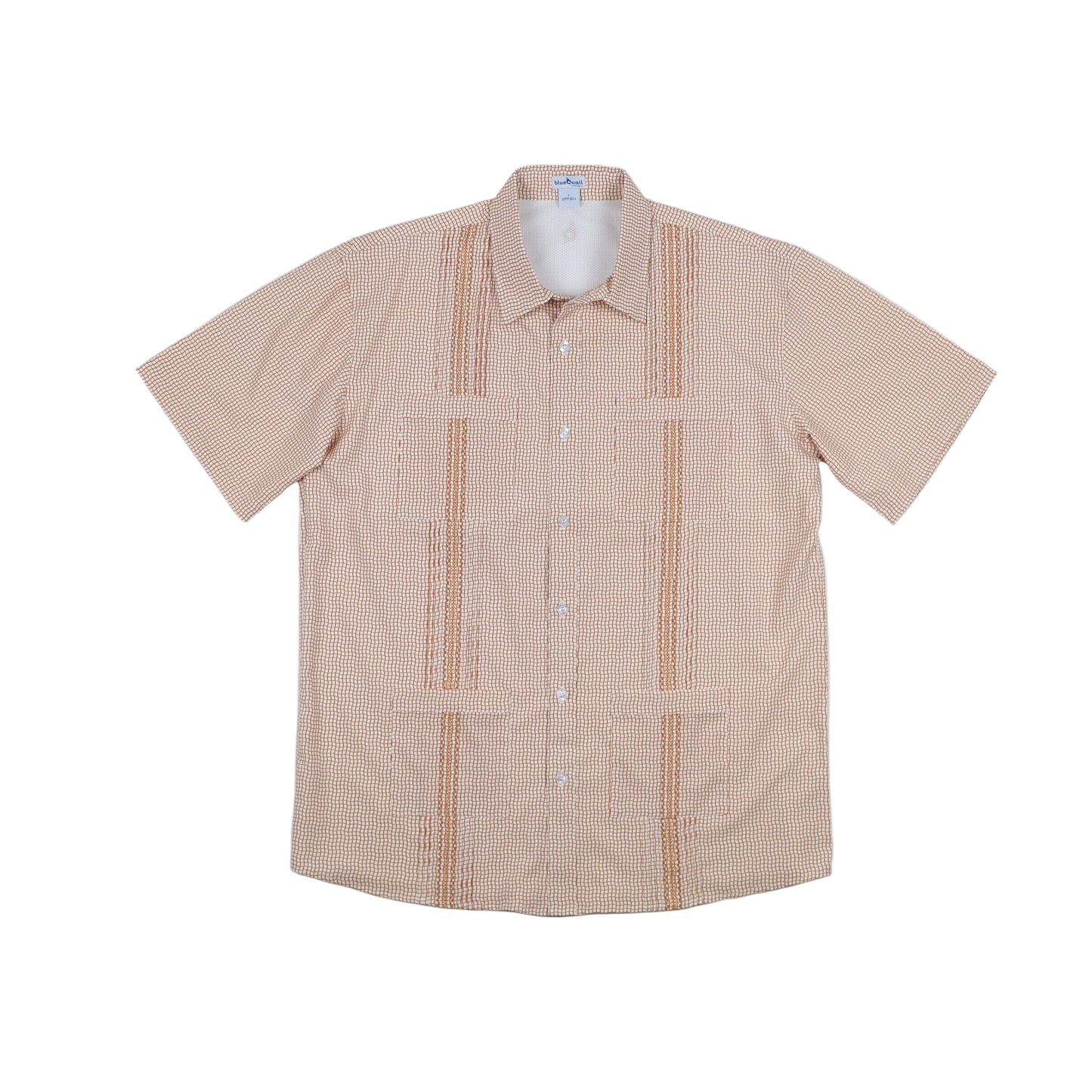 Men’s - Guayabera - Gameday Burnt Orange Wave Check Short Sleeve Shirt
