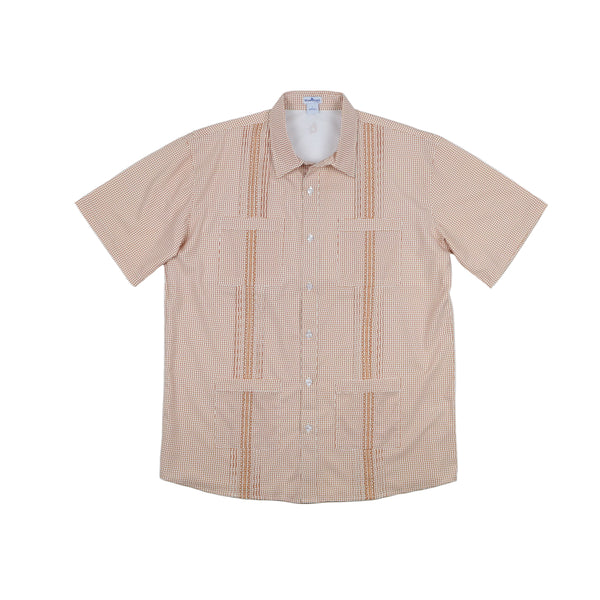 Men's - Guayabera - Gameday Burnt Orange Wave Check Short Sleeve