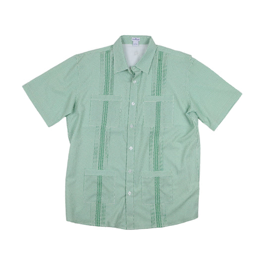 Men’s - Guayabera - Gameday Green Wave Check Short Sleeve Shirt