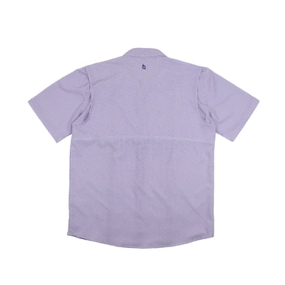 Men’s - Guayabera - Gameday Purple Wave Check Short Sleeve Shirt