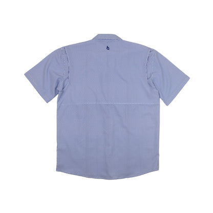 Men’s - Guayabera - Gameday Navy Wave Check Short Sleeve Shirt