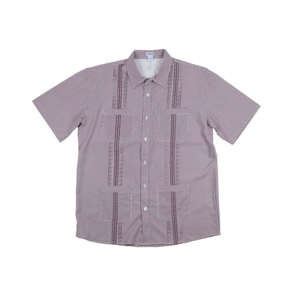 Men’s - Guayabera - Gameday Maroon Wave Check Short Sleeve Shirt