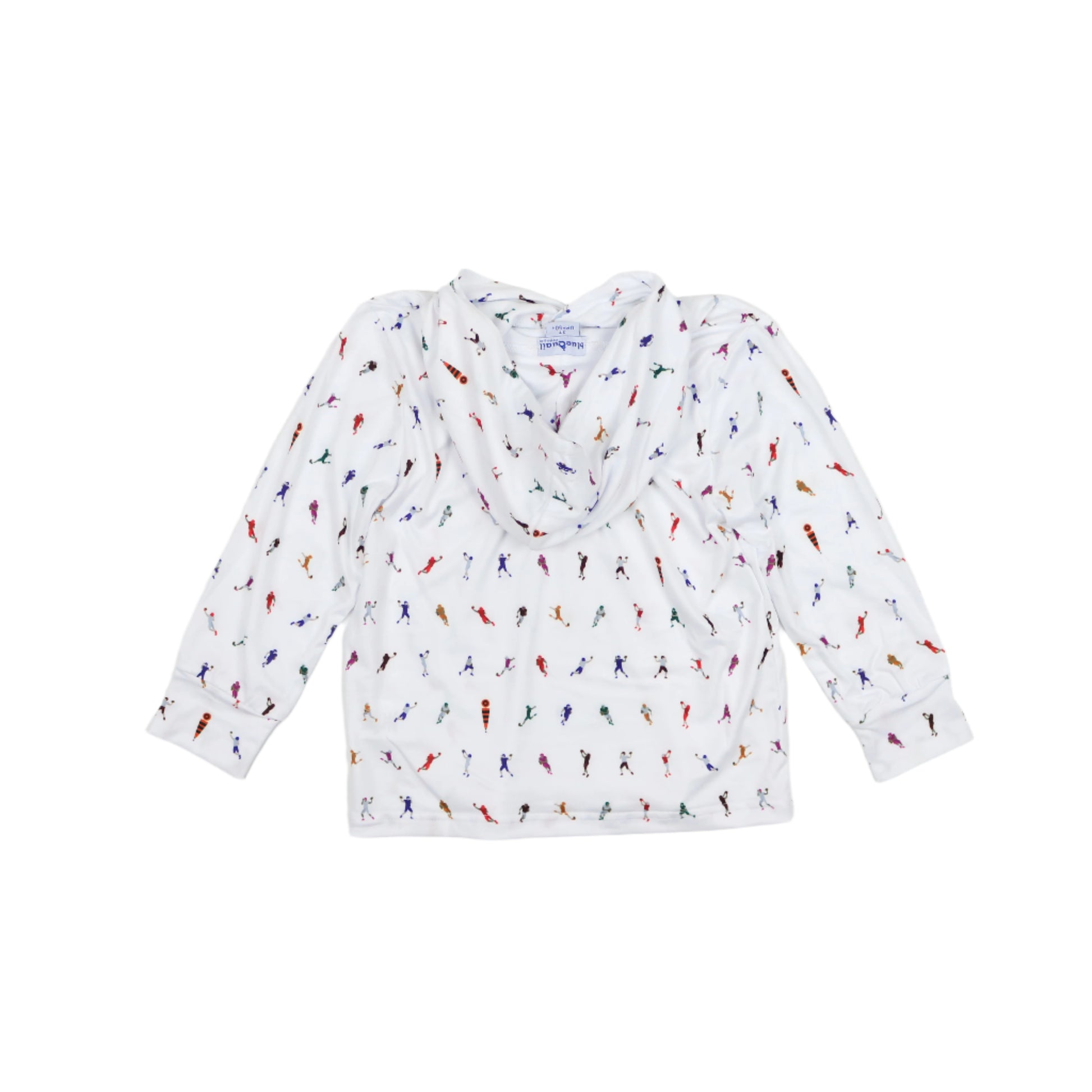 Kids lightweight performance hoodie in First Down football print, UPF 50+ sun protection by BlueQuail Clothing Co