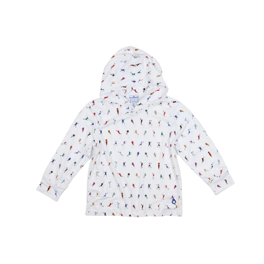 Kids lightweight performance hoodie in First Down football print, UPF 50+ sun protection by BlueQuail Clothing Co