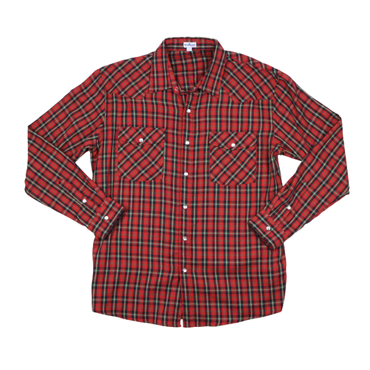 Men's - Holiday Plaid Pearl Snap Long Sleeve Flannel Shirt