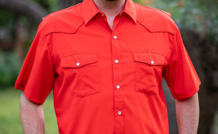 Men's - Gameday Red Pearl Snap Short Sleeve Shirt