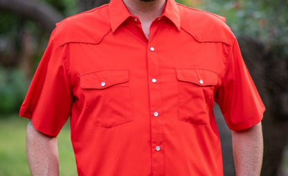 Men's - Gameday Red Pearl Snap Short Sleeve Shirt