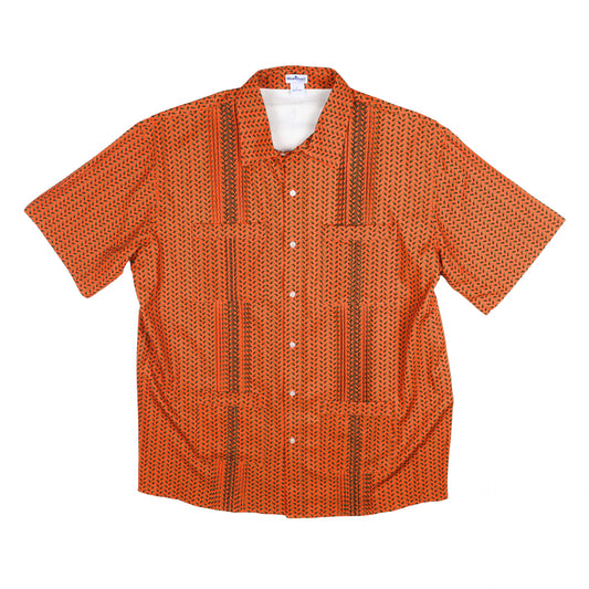 Men’s - Guayabera - Orange Shells Short Sleeve Shirt