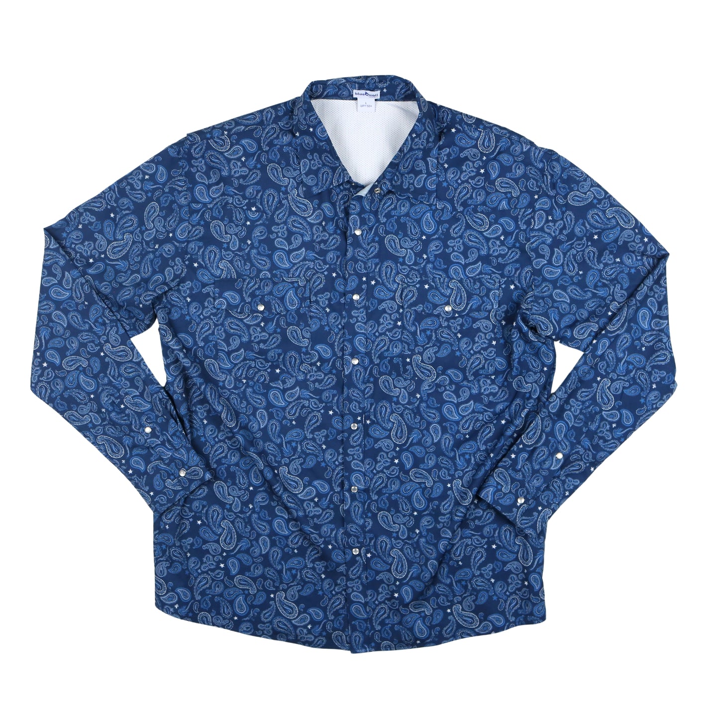 Men's - Navy Paisley Pearl Snap Long Sleeve Shirt