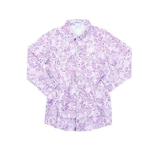 Lilac Paisley Pearl Snap Dress