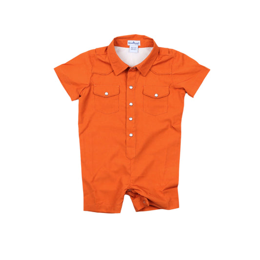 Gameday Burnt Orange Pearl Snap Romper