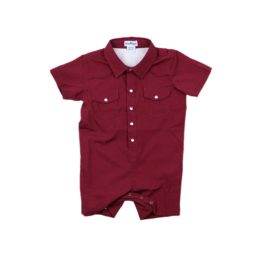 Gameday Maroon Pearl Snap Romper