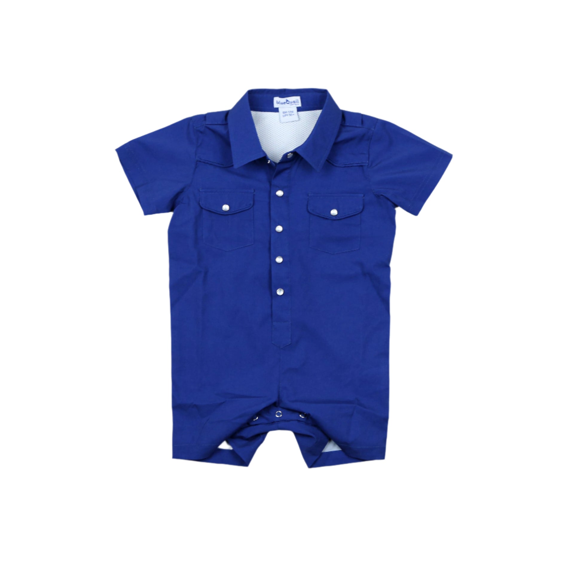 Gameday Navy Pearl Snap Romper| BlueQuail Clothing Co. 6-12m