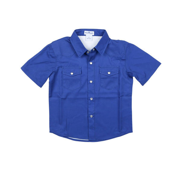 Navy Pearl Snap Short Sleeve Shirt - Pearl Snap Collection