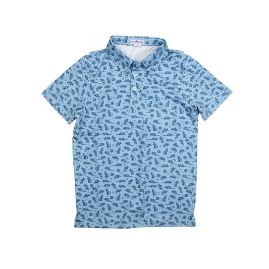 Chambray Dillo Polo Short Sleeve Shirt