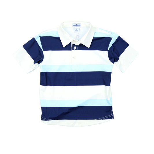 Light Blue Rugby Stripe Polo Short Sleeve Shirt