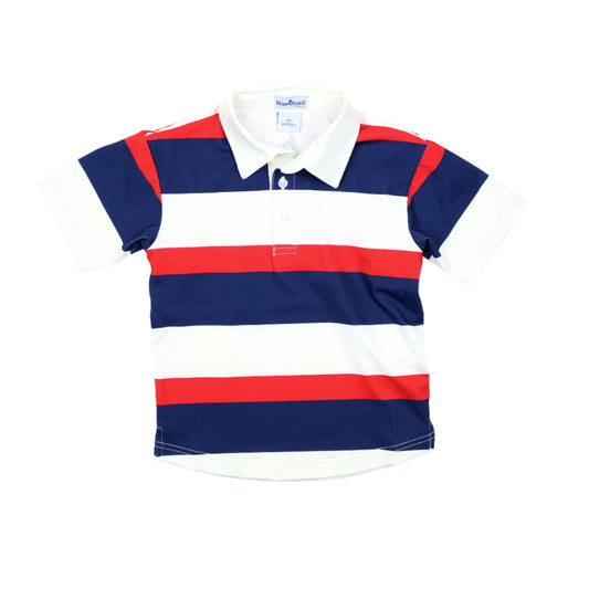 Red Rugby Stripe Polo Short Sleeve Shirt
