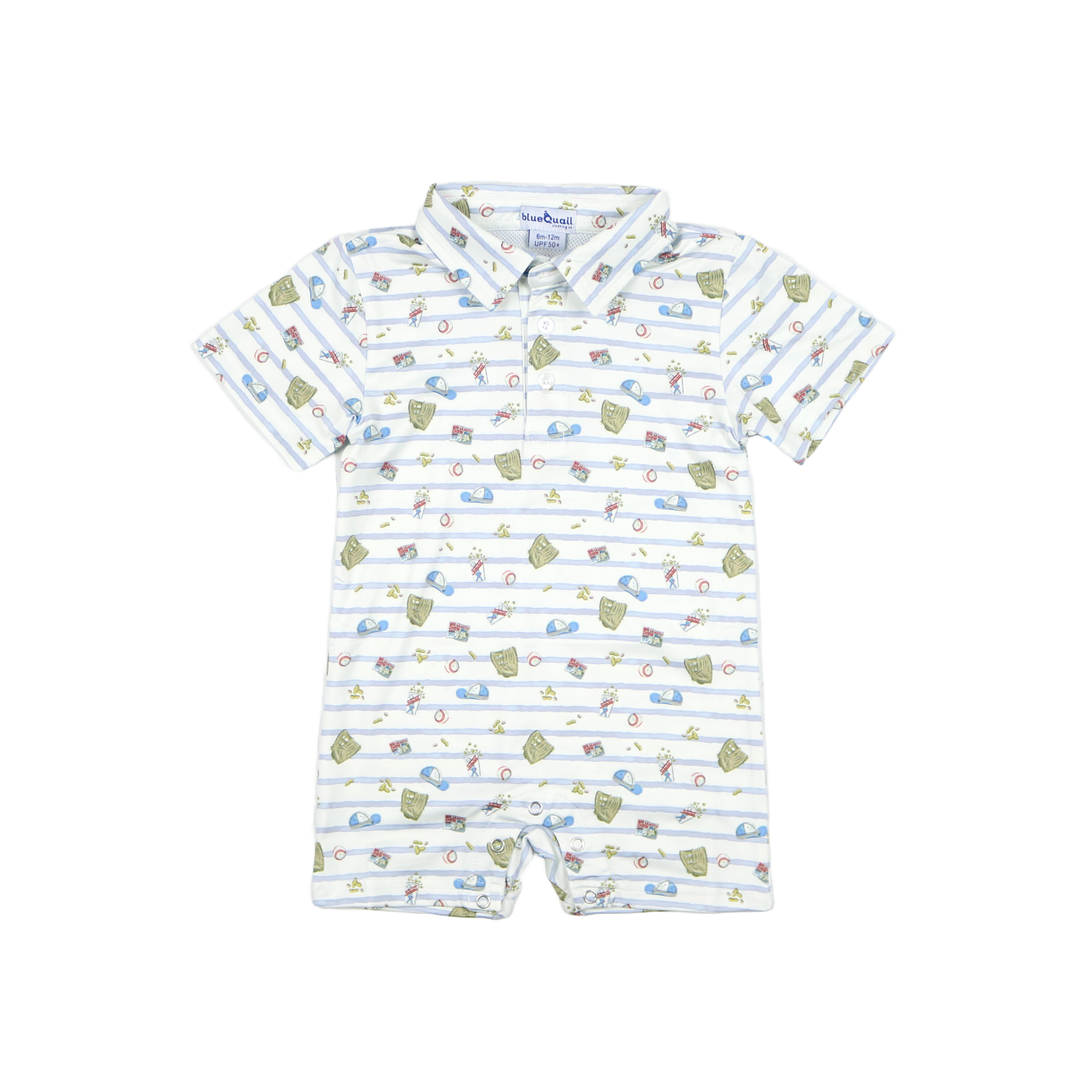 7th Inning Stretch Polo Short Sleeve Romper - Everyday Collection