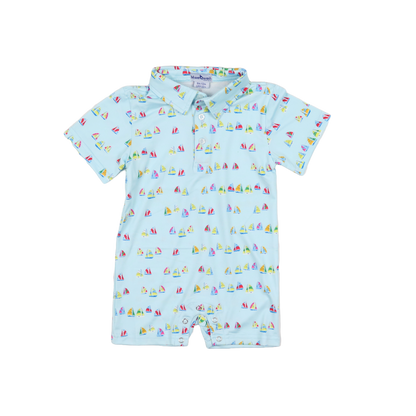 Boat Race Polo Short Sleeve Romper