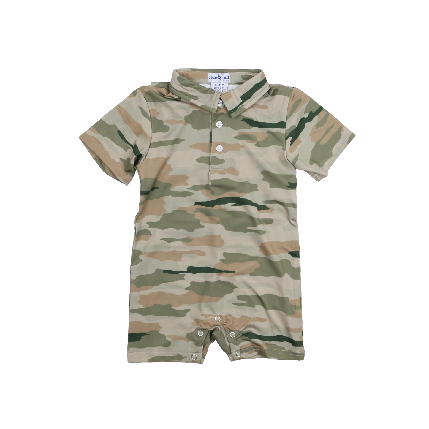 Classic Camo Polo Short Sleeve Romper
