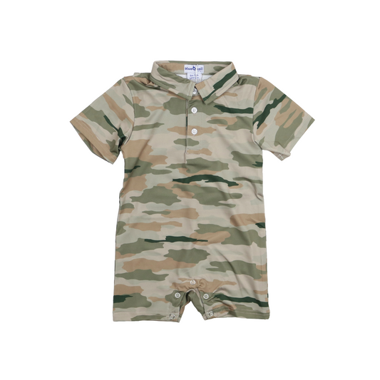 Classic Camo Polo Short Sleeve Romper