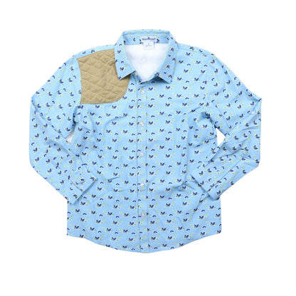 Quail Woodblock Long Sleeve Shirt