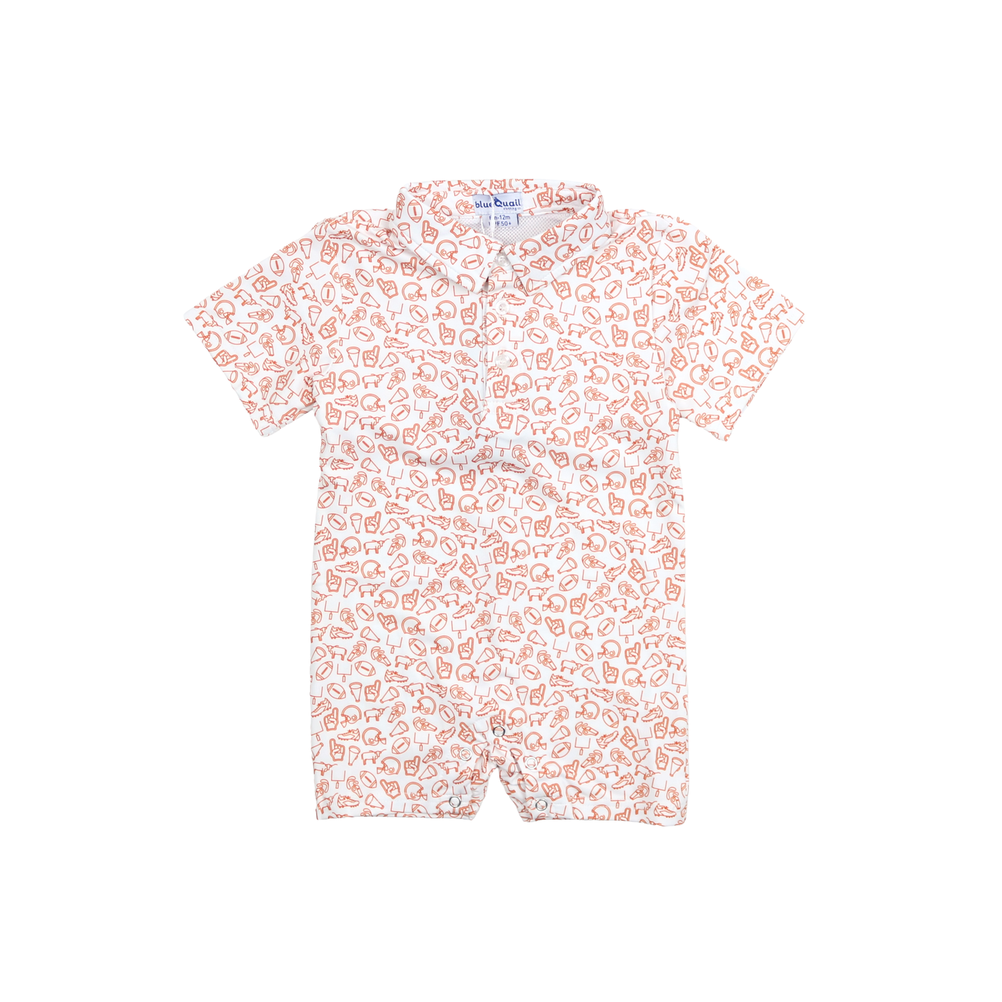 Kickoff Burnt Orange Polo Short Sleeve Romper
