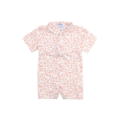 Kickoff Burnt Orange Polo Short Sleeve Romper