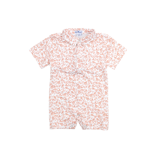 Kickoff Burnt Orange Polo Short Sleeve Romper