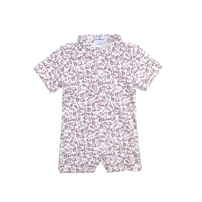 Kickoff Maroon Polo Short Sleeve Romper