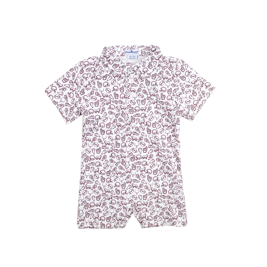 Kickoff Maroon Polo Short Sleeve Romper