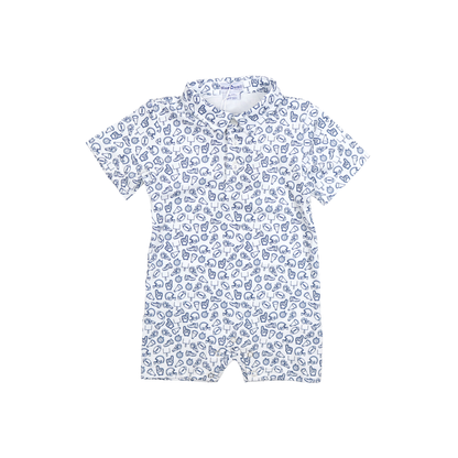 Kickoff Navy Polo Short Sleeve Romper