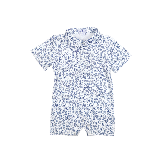 Kickoff Navy Polo Short Sleeve Romper