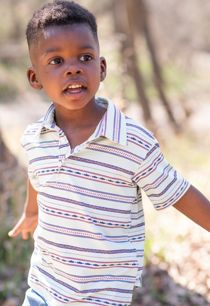 Aztec Stripe Polo Short Sleeve Shirt