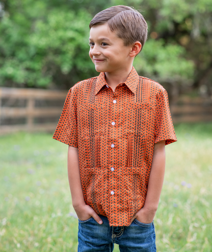 Guayabera - Orange Shells Short Sleeve Shirt