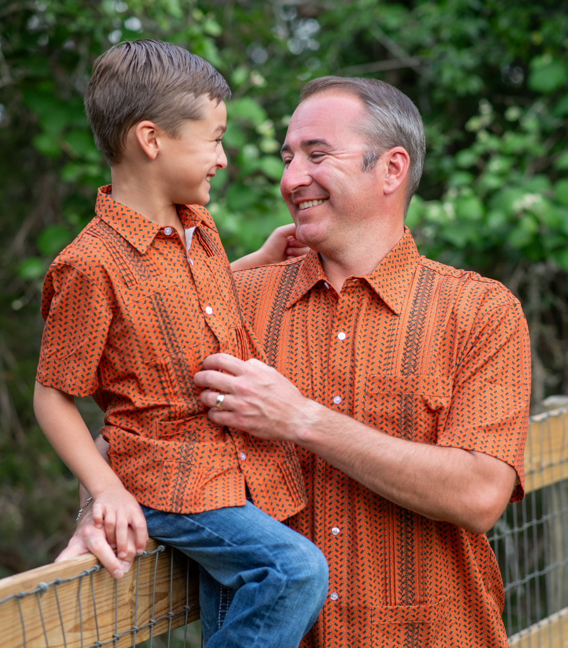 Guayabera - Orange Shells Short Sleeve Shirt