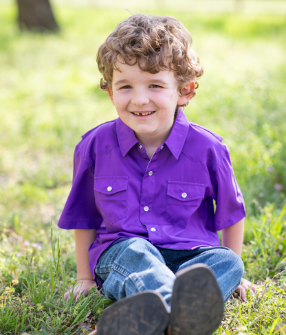 Gameday Purple Pearl Snap Short Sleeve Shirt