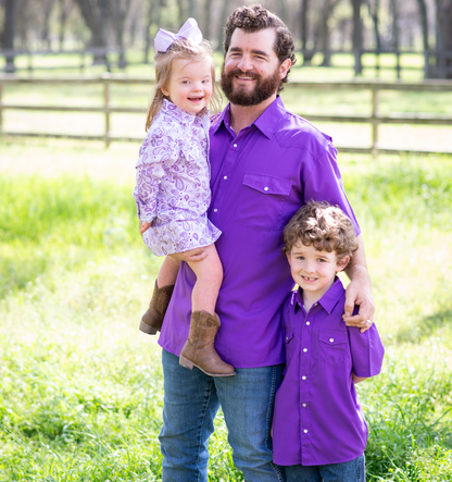 Gameday Purple Pearl Snap Short Sleeve Shirt